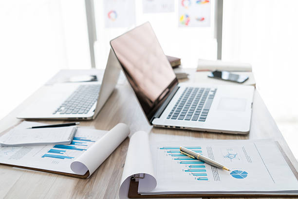 istock Financial charts with laptop 625041900