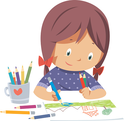 istock Little girl drawing 625049016