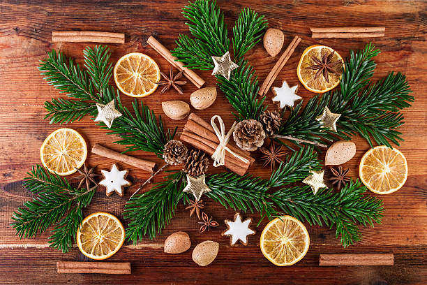 istock Christmas spices on dark wood rustic still life 625057514