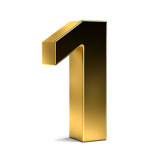 number one golden typeface. 3d render illustration - capital letter luxury blue image imagens e fotografias de stock