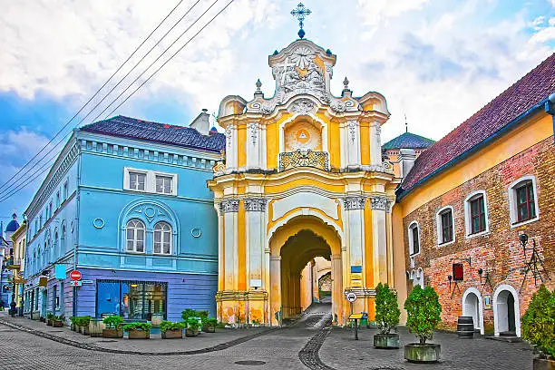 Basilian monastery gate in the Old Town in Vilnius in Lithuania