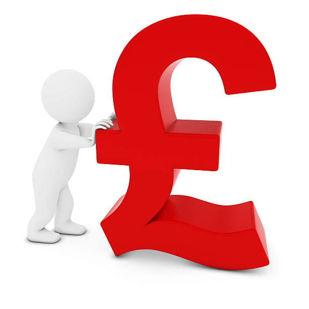 istock 3D Man Character Pushing Red Pound Symbol 3D Illustration 625064252