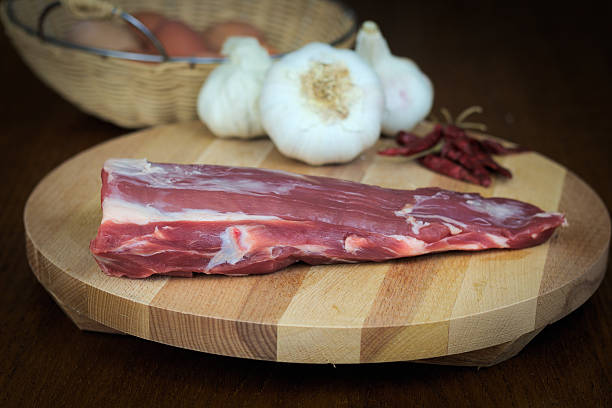 istock Organic filet mignon on cutting board 625064618