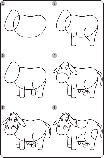 Anak Sapi Drawing Tutorial Cara Menggambar Sapi Mudah Menggambar Sapi Untuk Anakanak Ilustrasi ...