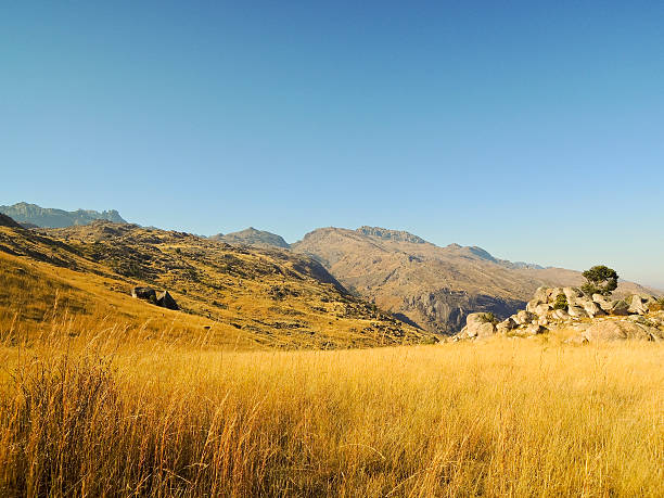 Beautiful Southern Lesotho Wild Landscape and Dramatic Sunset Cloud seen from Southern Free State close to Fouriesburg, South Africa
