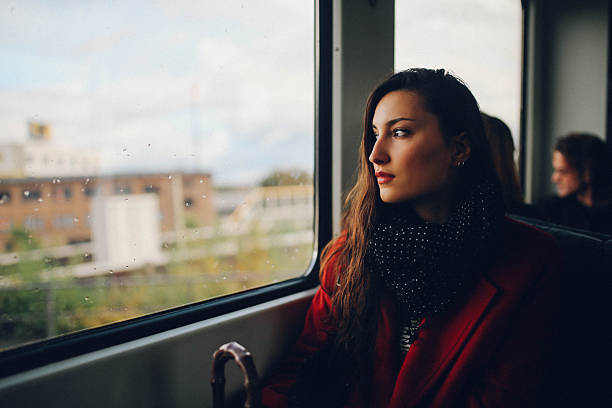 istock Young woman in Berlin metro train 625080292