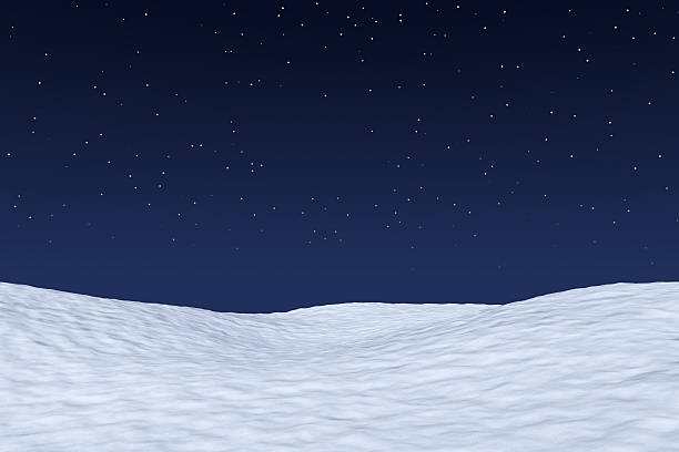 istock White snowy field under night sky with stars 625126806