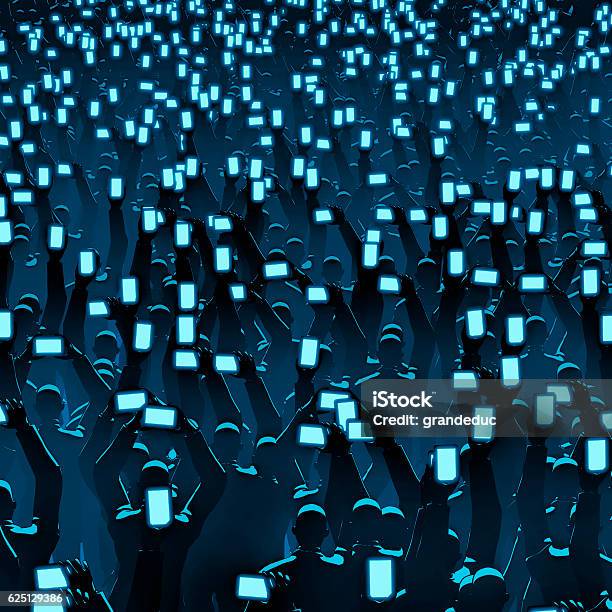 Cell Phone Crowd Stock Photo - Download Image Now - Crowd of People, Mobile Phone, Telephone