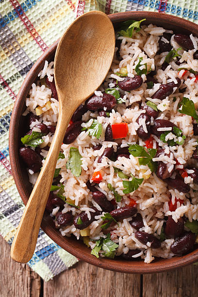 istock Rice with red beans in bowl close-up. vertical 625135940