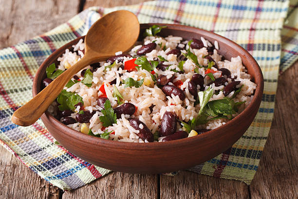 istock Healthy food: rice with red beans in bowl close-up. horizontal 625136094