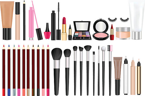 Cosmetics Cosmetics make up brush stock illustrations