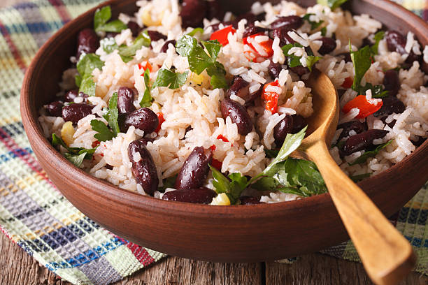 istock Rice with red beans and other vegetables close-up. horizontal 625136308