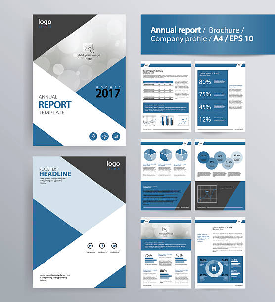 ilustrações de stock, clip art, desenhos animados e ícones de page layout for company profile, annual report, and  brochure, layout template. - book magazine catalog page