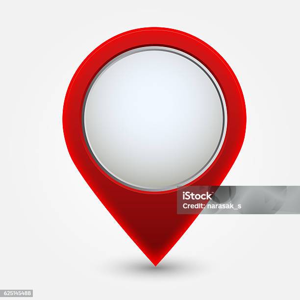 Map Pointer Icon Red Stock Photo - Download Image Now - Campaign Button, Map Pin Icon, Three Dimensional