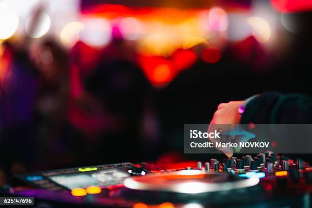 Music Background Dj Night Club Deejay Record Player Retro Stock Photo - Download Image Now