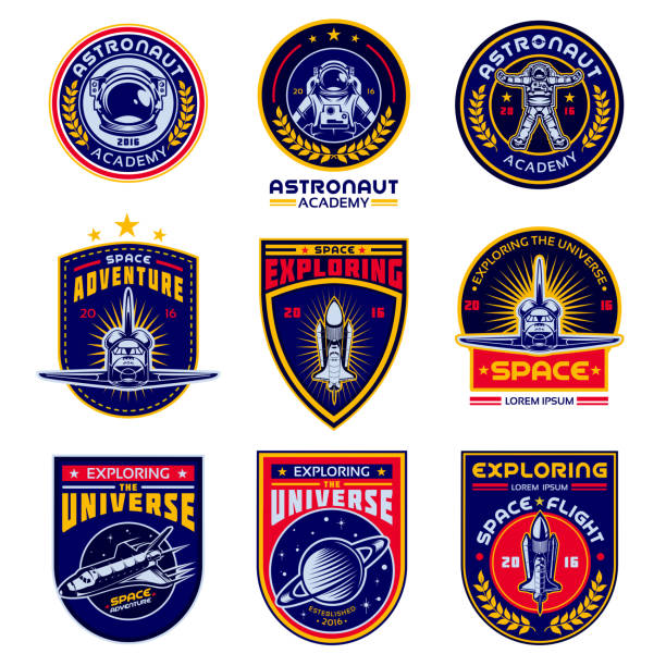 Set of vector icons space. Set of vector icons of space. Elements of design, badges, and emblem on a white background. The concept of space travel astronaut clipart stock illustrations