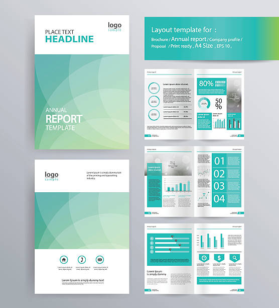 illustrations, cliparts, dessins animés et icônes de mise en page pour le profil de l’entreprise, le rapport annuel et la brochure, le modèle de mise en page. - rapport