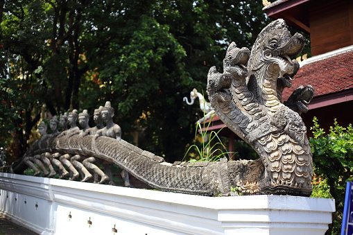 Naga statue of Wat Phra That Suthon Mongkol Khiri Temple in Phrae, Thailand