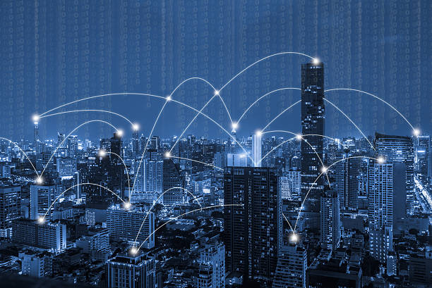 istock blue tone city scape and network connection concept 625159076