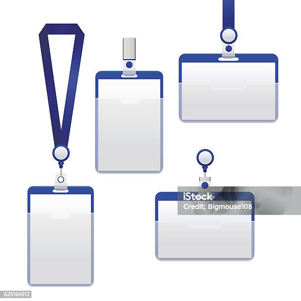 Template Badge Identifikationsset Vektor Stock Vektor Art und mehr Bilder von Trageschnur - Trageschnur, Abzeichen, Blau