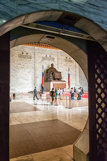 Interior vault of Chiang Kai-shek Memorial Hall. Taipei, Taiwan - July 26, 2016: Bronze statue of Chiang Kai-shek in CKS Memorial Hall, Taipei, Taiwan. chiang kai shek photos stock pictures, royalty-free photos & images