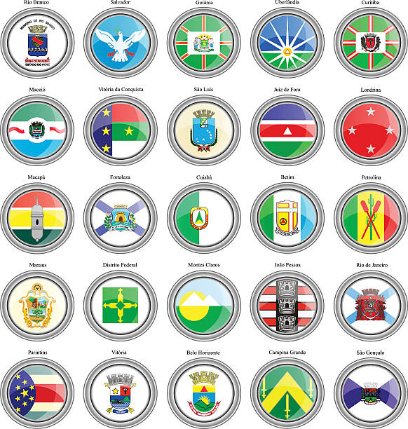 Flags of the Brazilian cities. Set of icons. Flags of the Brazilian cities. uberlandia stock illustrations
