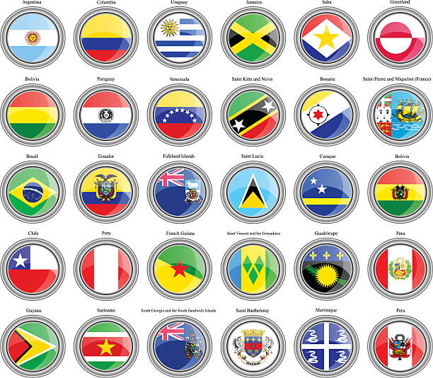flagi ameryki południowej i środkowej - south sandwich islands stock illustrations