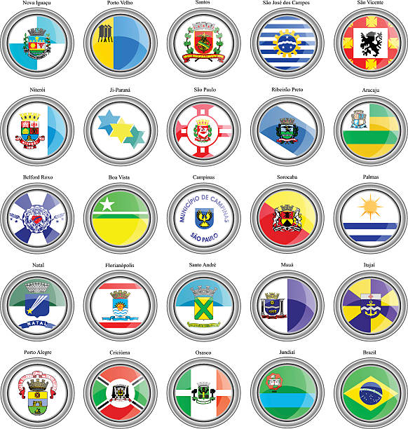 флаги бразильских городов - santos stock illustrations
