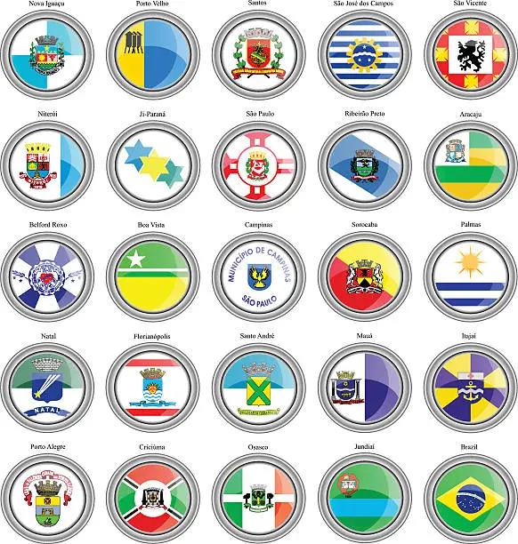 Vector illustration of Flags of the Brazilian cities