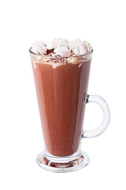 istock Hot chocolate with marshmallows in transparent tall glass. 625193526