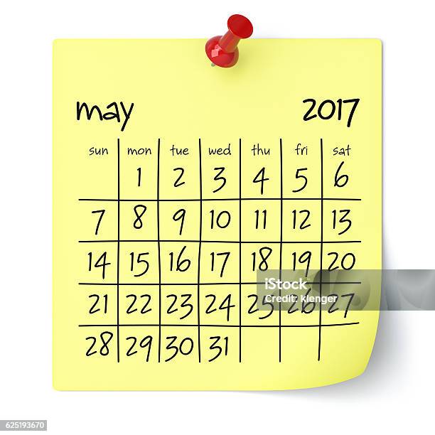 May 2017 Calendar Stock Photo - Download Image Now - 2017, Calendar, Computer