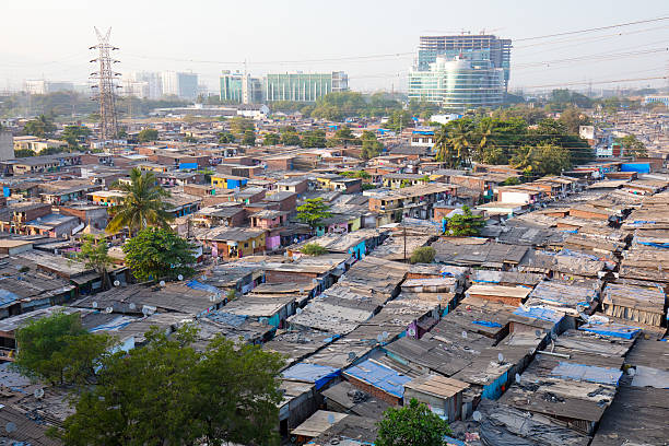 Slum Rooftops in Mumbai stock photo