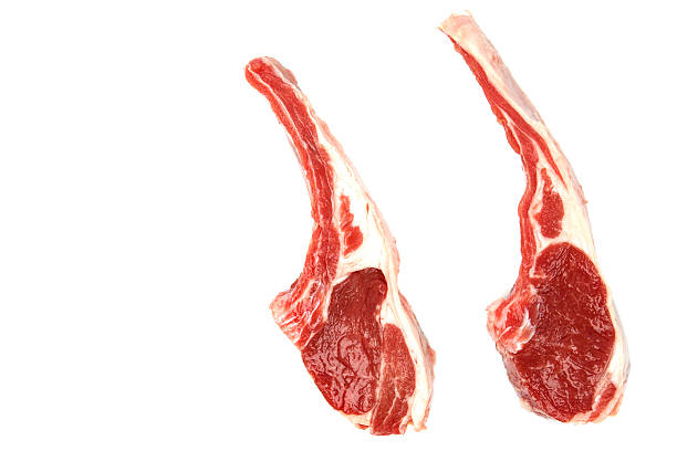 costolette di agnello  - lamb isolated meat animal bone foto e immagini stock