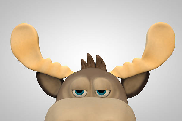 istock Cute bored moose cartoon animal 3d illustration 625206046