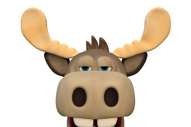Cute bored moose cartoon animal 3d illustration rendering