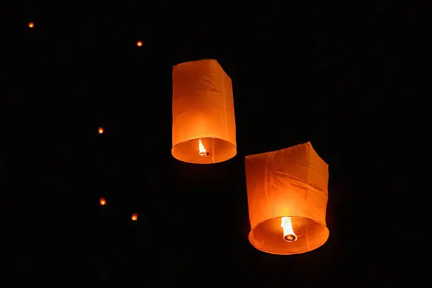 Photo of Sky lanterns floating on night