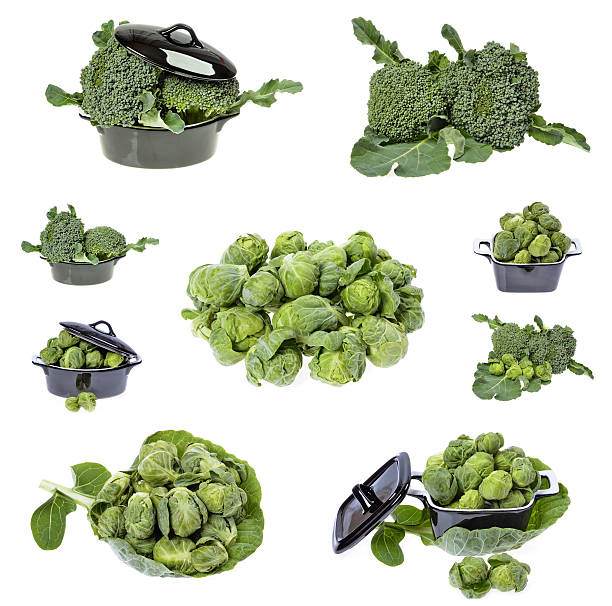 Fresh broccoli and brussels sprouts