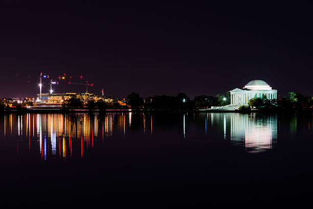 Thomas Jefferson Memorial Night Illuminated Evening Reflecting T
