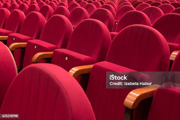 Theater Seats Stock Photo - Download Image Now - Movie Theater, No People, Stage Theater