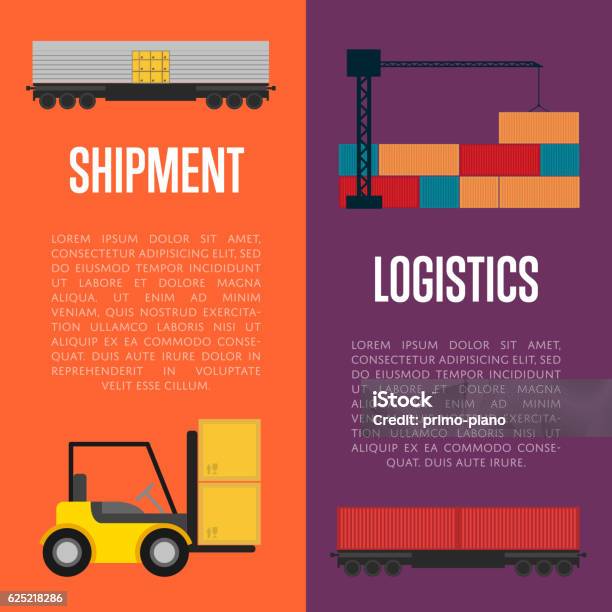 Logistics And Shipment Banner Set Stock Illustration - Download Image Now - Business, Business Finance and Industry, Cargo Container