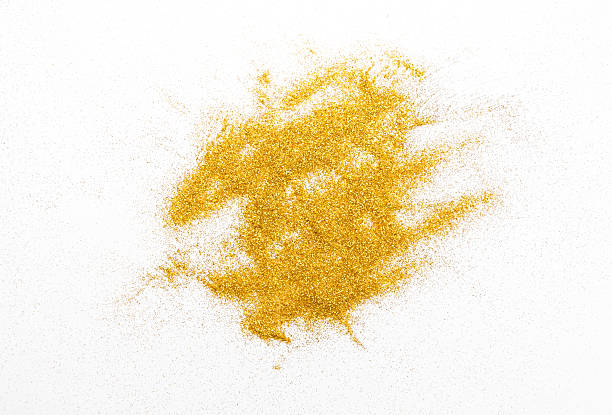 istock Golden glitter sand texture on white, abstract background. 625219254