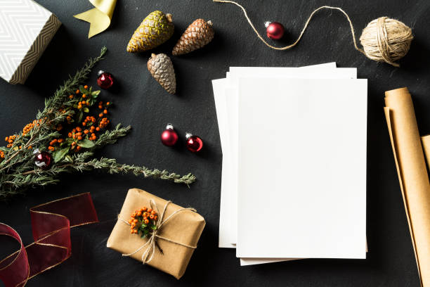 istock Magazine stack with blank cover in Christmas concept flat lay 625229732