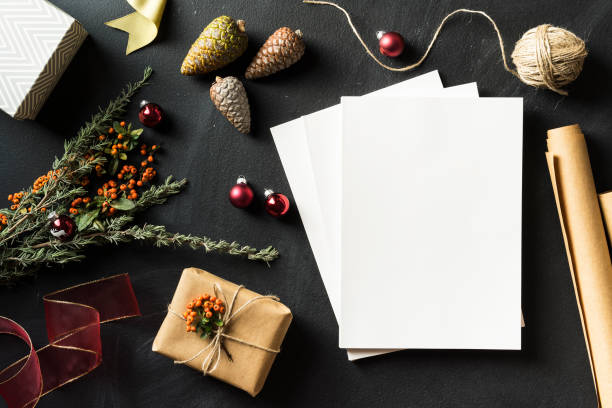 istock Magazine stack with blank cover in Christmas concept flat lay 625230558