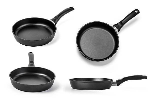 black frying pan black frying pan. Isolated on a white background skillet stock pictures, royalty-free photos & images