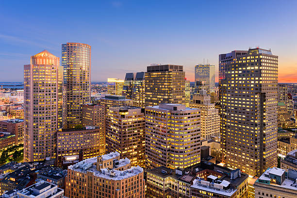 Boston, Massachusetts, USA financial district cityscape.