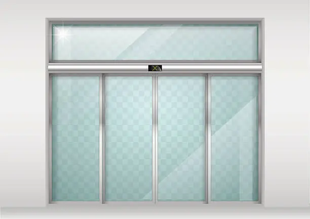 Vector illustration of Sliding glass automatic doors