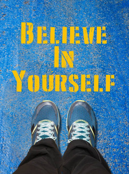 istock BELİEVE IN YOURSELF , feet and words concept 625236152