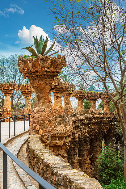 istock columns in Park Guell designed by Antoni Gaudi, Barcelona, Spain 625238132