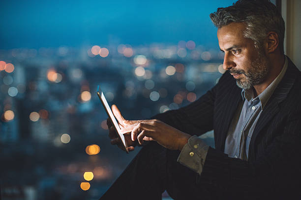 istock Business, technology and city lights 625238608