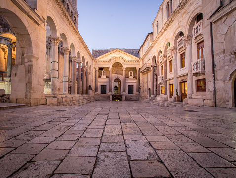 Cobble stone street in a square in Split Croatia 